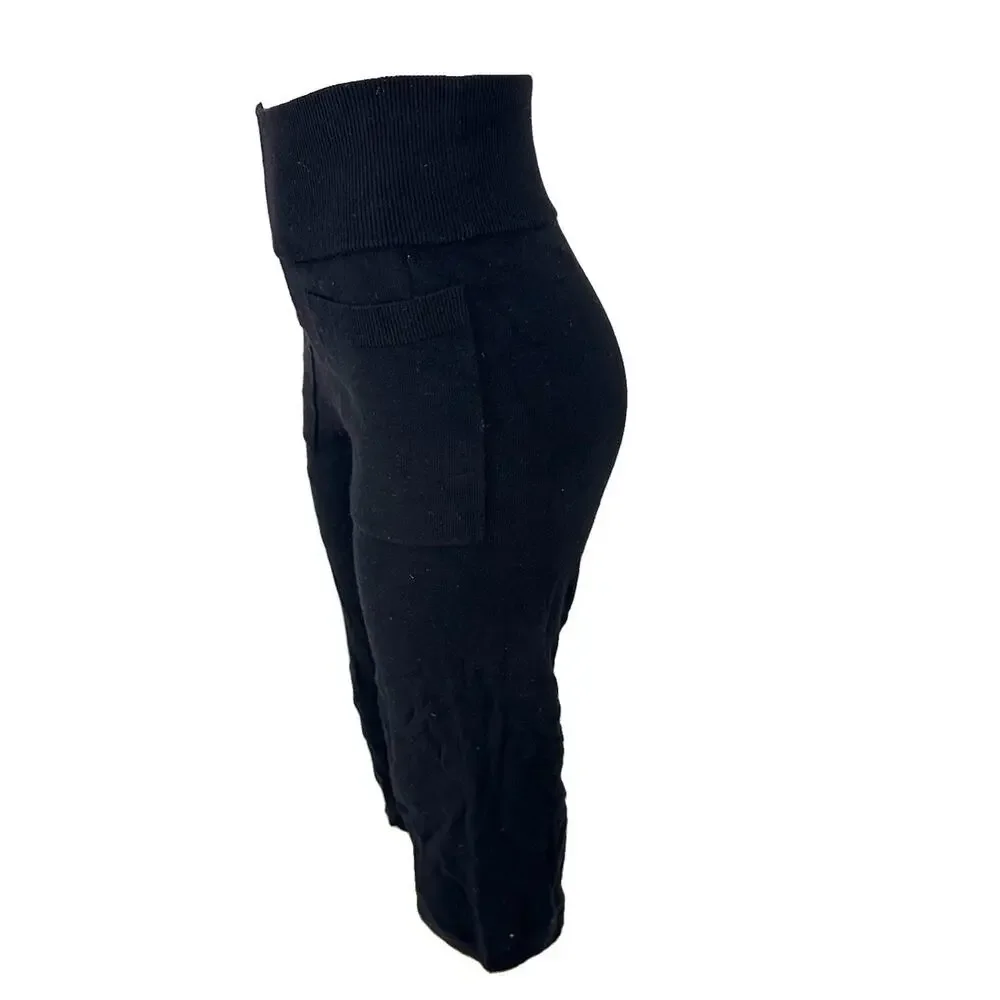 Wilfred Aritza XS Women Black Wool Blend Knit Cropped Capri Pants 22”In 37-28